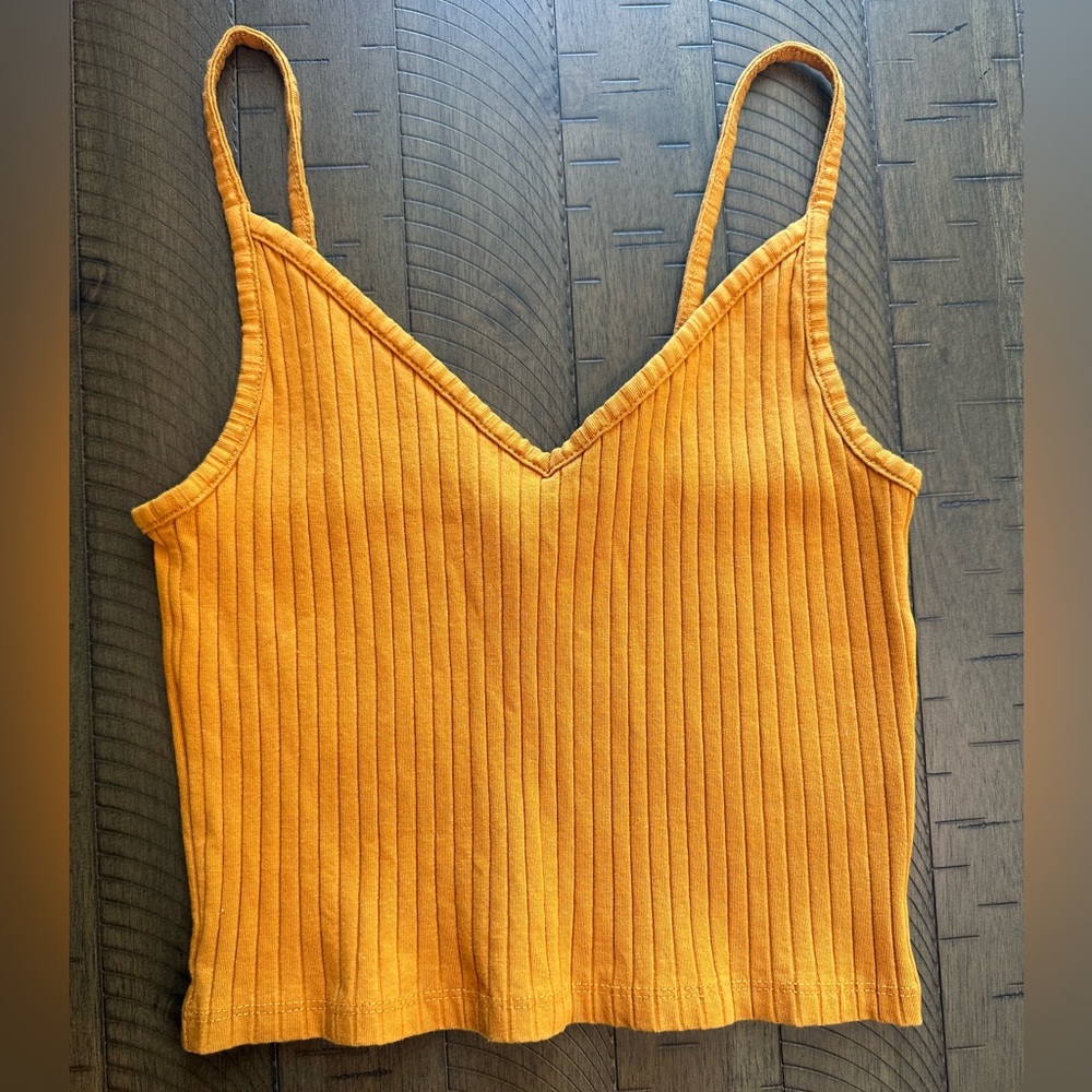 *NWOT* H&M Women’s Basic Ribbed Cropped Cami | Gold Yellow | S | Never Worn